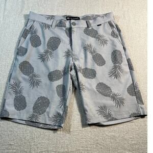 Travis Mathew Men’s 33 Gray Pineapple Print Golf Short Resort Beach Wear Casual